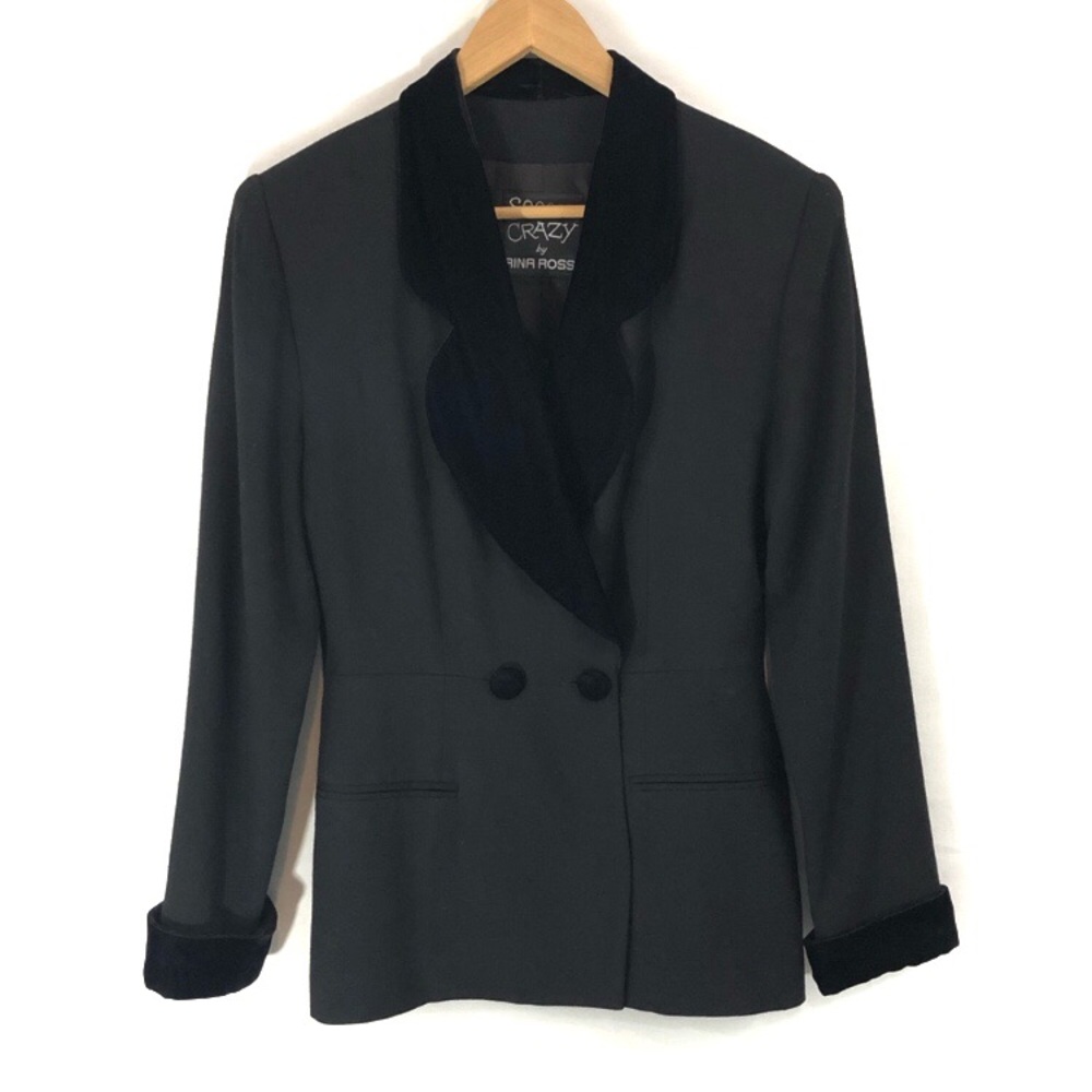 Vintage Black Wool Velvet Tuxedo Jacket Blazer